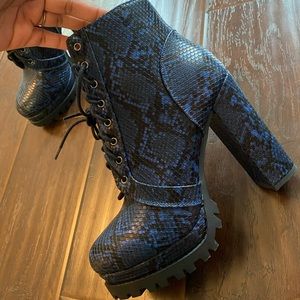 Never worn blue snakeskin boots